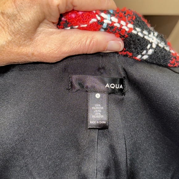 Aqua red & Blk  plaid double breasted jacket for spring - Picture 9 of 9
